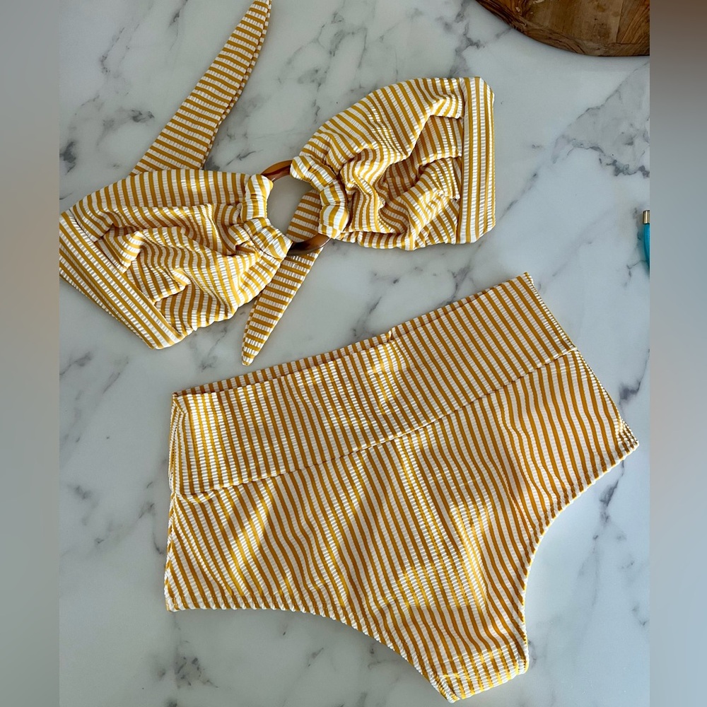 Montce yellow striped bikini size small